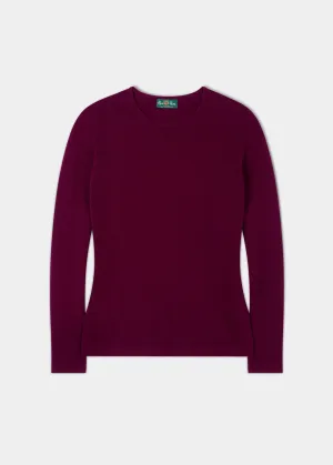 Zoe Ladies Cashmere Crew Neck Jumper In Bordeaux